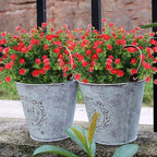 RECUTMS 12 Bundles Artificial Plants Artificial Eucalyptus Front Porch Decor Faux Spring Flowers, Fake Indoor Outdoor Greenery for Wedding Party Home Garden Fireplace Décor(Red)