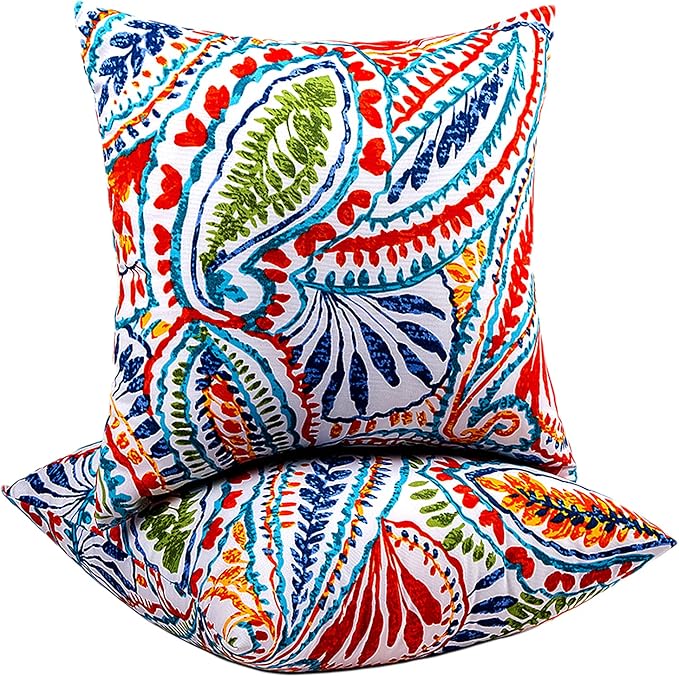 JMGBird Outdoor Pillows Waterproof Set of 2 Outdoor Throw Pillows with Insert Included 18×18 Inch Outdoor Pillow for Patio Furniture