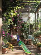 YEAHOME Garden Decor Outdoor Statues, 24.4" Large Metal Peacock Standing Yard Art, Blue Green Bird Lawn Sculptures Garden Decor for Outside Patio Porch Backyard