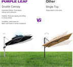 PURPLE LEAF 12ft Solar powered LED Patio Umbrella Outdoor Round Umbrella Large Cantilever Umbrellas with LED lights Windproof Offset Umbrellas Heavy Duty Sun Umbrella for Garden Deck Pool Patio, Black
