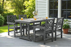 5 Piece HDPE Outdoor Dining Set for 4 Patio Dining Furniture Set with Umberlla Hole, Weather Resistent Outdoor Table and Chairs for Garden, Poolside, Backyard, Deck, Grey