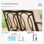 MFSTUDIO 7 PCS Outdoor Patio Furniture Set, Metal Outdoor Conversation Set, Rattan Wicker Patio Sectional with 2 x Fixed Single Sofa, 2 and 3-Seat Sofa, 2 x Ottoman, 1 x Coffee Table, Beige