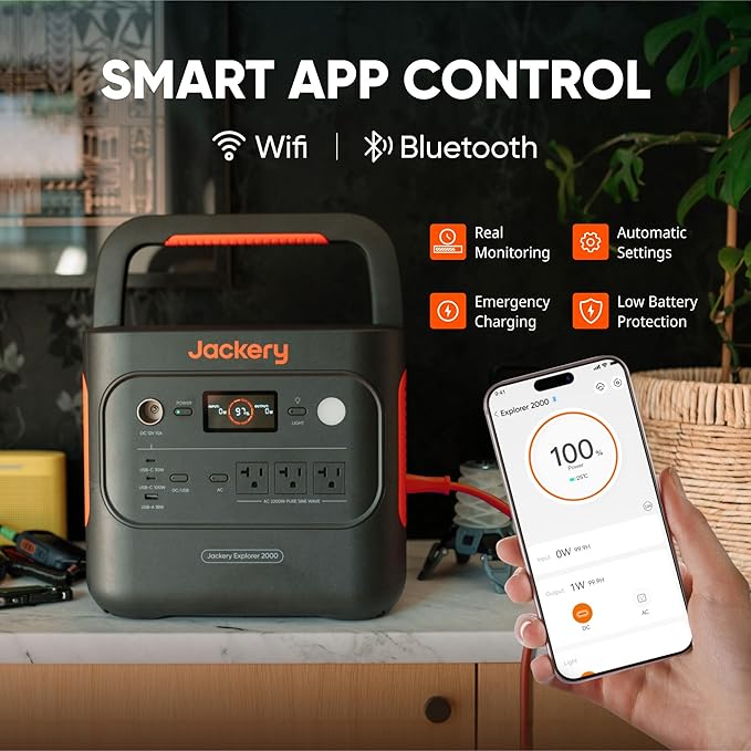 Jackery Explorer 2000 v2 Portable Power Station with Low Temperature Resistant Bag, 2042Wh/2200W LiFePo4 Battery, USB-C 100W Fast Charging for Extreme Cold Condition(-40°F), Power Outages, Emergencies