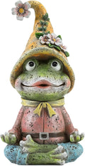 Garden Yoga Frog Statues Outdoor Meditation Zen Yoga Frogs Resin Figurines, Garden Home and Decoration for Patio Yard Lawn, Gifts for Women, 9.4 Tall Inches Green Frogs Sculptures