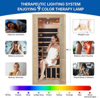 Infrared Sauna Room for Home, Near Zero EMF Wooden 1 Person Indoor Home Sauna with Bluetooth, LCD Control Panel, Chromo Therapy Light