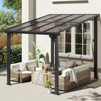 Aoxun 8’x10’ Gazebo, Wall Mounted Gazebos Pergola on Clearance, Outdoor Patio, Large Wall-Mounted Heavy Duty Awnings for Patio, Decks, Backyard（Black）