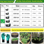 300 Gallon Large Raised Garden Bed Bag (60x24 inch) Big Garden Bag Sturdy Plant Grow Bag for Potato,Tomato Planter,Herb Veggies Planter Bag,Flower Bed,Yard Waste Bag,Lawn Debris Bag,Leaf Bag W/ Gloves