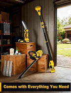 8" Pole Saw Cordless + 20" Pole Hedge Trimmer 4-in-1, Electric Mini Chainsaw/Hedge Trimmer with Extension Pole, 15Ft Max Reach for Tree Trimming and Shrubs Pruning, 2×3.0Ah Battery
