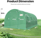 KING BIRD Premium 20x10x6.6FT Greenhouse for Outdoors, Large Walk-in Upgraded Galvanized Metal Frame, Mesh Door Screen Window Improved Zipper Tunnel Hoop for Garden Plant Winter, 2 Stiffeners, Green