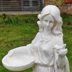 Garden Nymph Girl Maid Statue 40'' Super High Woman Garden Statue with Holding Birdbath Bird Bath Bowl Outdoor Patio Yard Lawn Decor