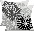 DFXSZ Outdoor Throw Pillow Covers 20x20 Inch Set of 2 Waterproof Spring Summer Geometric Elegant Black Grey Outdoor Pillow Covers for Patio Funiture Garden Couch 158X20