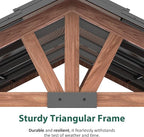 Macrout 11'x13' Hardtop Gazebo with Gabel Roof Canopy and Aluminium Frame, Outdoor Grill Gazebo Pergola for Patio, Backyard and Party, 4944 (Gable Roof + Brown Frame, 11'x13')