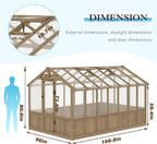 MUPATER 8 x 14FT Walk-in Wooden Greenhouse for Outdoor, Heavy Duty Green House Kit with Ventilated Window & Lockable Door, Greenhouse for Outside Garden, Backyard, Patio, Lawn