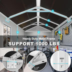 Resin Storage Shed with Floor 8 x 6 FT Waterproof Plastic Outdoor Garden Sheds Kit with Lockable Door & Windows,Patio Tool Shed for Backyard Lawn, Gray