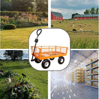 AAIN 1000 lbs Metal Garden Cart, Heavy Duty Garden Wagon with Removable Steel Mesh Sides, Utility Yard Carts with 180° Rotating Handle with 10 inch Wheels, 4cu.ft Load Capacity Outdoor Wagons