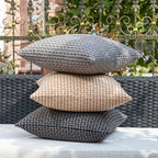 Kevin Textile Outdoor Waterproof Throw Pillow Covers Pack of 2 Farmhouse Decorative Cushion Covers for Garden Patio Tent Balcony Bench Couch Sofa 20x20 Inch, Light Brown