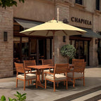 California Umbrella 9' Premium Commercial Hardwood Patio Umbrella, Manual Lift With Sunbrella Antique Beige Fabric