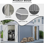 8x12 FT Metal Outdoor Storage Shed with Adjustable Side Door & Lockable Double Doors, Aluminum Frame, Weatherproof Tool Shed with Floor Frame for Garden, Backyard & Equipment Storage