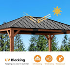 Modern Shade Tranquil Grove Wood Gazebo 12' x 16', Permanent Grill Gazebo with Galvanized Steel Hardtop Roof, Cedar Framed Wooden Pavilion for Garden, Backyard