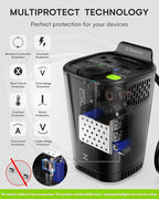 150W Car Power Inverter, 12V DC to 110V AC Car Plug Adapter Outlet Converter, with 2 AC Outlets, A 18W USB A and Dual 30W PD Car Charger, for Laptop Computer - Black
