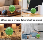 Amazing Gemstone Prehnite Crystal Ball with Stand - 2 Inches Crystal Sphere Meditation Balls for Witchcraft and Decorative Balls