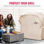 Grillman Grill Cover, BBQ Outdoor Grill Covers, Charcoal, Gas Grills, Waterproof, Rip-Proof, Weather-Resistant, Anti-UV, Barbecue Cover for Weber, Genesis, Charbroil, Nexgrill, etc (Tan, 60 Inch)