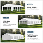 MFSTUDIO 20'x40' Party Tent, Outdoor Heavy Duty Party Tents with Removable Sidewalls, Large Canopy Tent Shelter for Outdoor Events Wedding Birthday, White