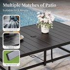 Patio Dining Set 7 Piece Outdoor Furniture Set with Metal Patio Dining Table with Umbrella Hole for Deck Garden Backyard Lawn, Red