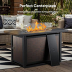 Luxury High Back Outdoor Furniture with 6-inch Extra Thick Cushions, Patio Furniture Set with Fire Pit Table & Swivel Chairs, 9 PCS Wicker Conversation Set for Yard, Deck, Poolside, Brown/Beige