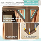 MELLCOM 14' x 22' Hardtop Gazebo,Galvanized Steel Metal Double Roof with Curtain and Netting,Brown Permanent Pavilion Gazebos with Aluminum Frame for Patios,Gardens,Lawns