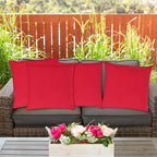 Covers & All Premium Square Throw Pillow Inserts with Covers Set of 4, 14 x 14 Inches Red, Decorative Cushions for Couch Sofa Home Decor Office Travel UV Resistant Waterproof Soft Cushions Pillows