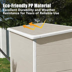 Outdoor Shed 5x3/6x4/7x7/8x6/8x10/8x12 FT, 15MM Thick PP Resin Plastic Shed with Lockable Door & Floor - Waterproof Plastic Tool Shed for Bike, Garbage Can, Backyard, Patio ﻿ ﻿ (Light Brown, 5X3FT)
