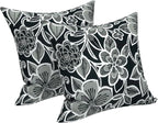 LVTXIII Outdoor Throw Pillow Covers 20 x 20 Inch, Covers ONLY Modern Cute Pattern Decorative Square Toss Pillow Case Pack of 2 for Home Patio Garden Sofa Bed Furniture, Flower Black