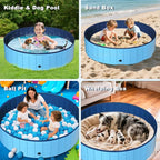 UCCY Foldable Dog Pool for Large Dogs Hard Plastic Kiddie Swimming Pool Non-Slip Portable Dog Bathtubs Collapsible Multi-Use Whelping Box Ball Pit Outdoor Pool for Backyard Duck Pond Blue XXL-72"x12"