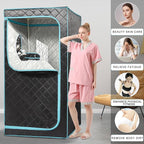 Portable Infrared Sauna for 1 Person, Full Size Home Sauna Box with Premium Dry Heating, Remote Temperature Control, Heated Foot Pad & Reinforced Folding Chair