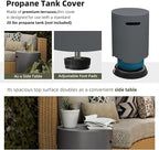 UPHA 42-inch Outdoor Propane Gas Fire Pit Table 50000 BTU Concrete Round FirePit for Outside Patio with Propane Tank Cover, Blue Glass Rocks, Rain Cover, Grey