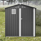 6x4 FT Metal Outdoor Storage Shed with Window, Steel Utility Tool Shed House, Garden Tool Storage Cabinet for Backyard Patio Lawn (6' x 4' No Floor Frame), Black