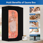 Portable Steam Sauna, Steam Sauna Tent Full Body Personal Sauna Room with 3L 1500W Steam Generator, Remote Control, Remote Control, 9 Levels Heat, 90 Mins Timer,Foldable Chair,Black
