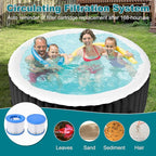 71" X 71" X 25" Hottub, 2-4 Person Inflatable Hot Tub, Portable Blow Up Hot Tub Round Portable Outdoor Spa with 120 Bubble Jets and Heater Pump, Filter