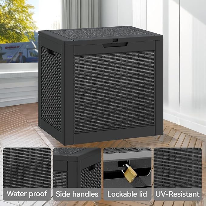 31 Gallon Outdoor Storage Box, Resin Deck Boxes Outdoor Waterproof For Patio Furniture, Garden Tools, Pool Supplies, Durable And UV Resistant, Lockable(2Box,a set)