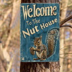 Funny Squirrels Signs Welcome To The Nut House Squirrels Stuff For Indoor Outdoor Decor 12x8 Inches (Navy)