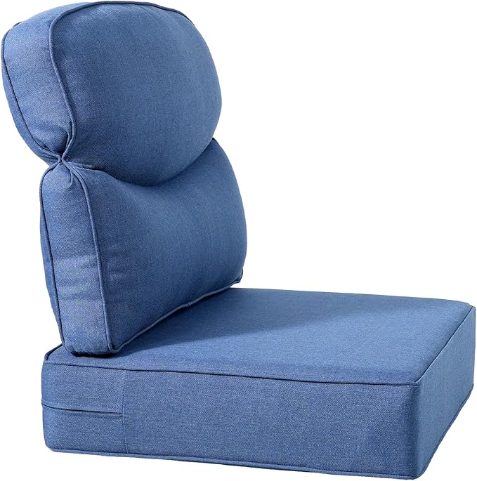 Luxury 22x24/22x25 6-Inch Smile Patio Dining Chair Cushions Set of 4 - Heavy Duty Water Slashproof Outdoor Seat Cushion for Outside Furniture Swivel Chairs Loveseat L-Shape Sofa - Navy Blue