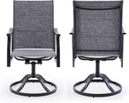 Patio Swivel Chairs Set of 2, Outdoor Dining Chairs with Padded Textilene, Swivel & Rocker Metal Outdoor Patio Dining Chairs All-Weather for Backyard, Grey Fabric with Black Frame