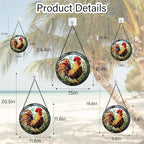 Stained Glass Window Hanging - Rooster Suncatcher for Doors Garden Patio Retro Colored Chicken Sun Catchers Decor Christmas Mother's Day Birthday Gifts for Women Men Mom Nana Friend 6.3 in