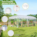 AMERLIFE 19.2×10×8.5 FT Pop-up Greenhouses for Outdoors Indoor with Adjustable Durable Frame, Portable Walk in Greenhouse with 2 Roll-up Zipper Doors, Windows and PE Cover, White