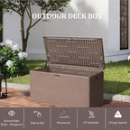 73GAL Brown Blow - Molded Outdoor Deck Box with Lock Hole - Waterproof, SGS - Protected from UV, Spacious for Garden Equipment and Pool Toys Storage, Easy to Assemble