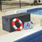75 Gallon Resin Deck Box, Waterproof Outdoor Storage Box with Wheels, Lockable Lid and Handles, Large Deck Storage for Outdoor Gear, Patio Furniture Cushion, Gardening Tools, Jet Black