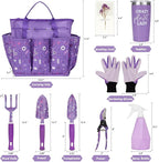 Gardening Gifts for Women, Garden Tool Set, Heavy Duty Gardening Hand Tools with Garden Tool Bag, Purple