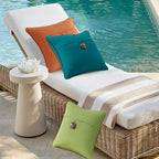 Outdoor Sunbrella Decorative Pillows with Coconut Button Pack of 4, 16" x 16" Outdoor Pillow Set for Couch Bed Throw Patio Sofa, Canvas Ginkgo