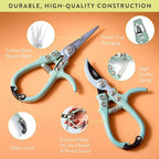 Modern Sprout Hand Pruners & Shears Set - Lightweight Gardening Tools W/Easy Lock - Sharp Carbon Steel Blades -Rust Resistant Scissors for Herbs, Flowers - Reusable Holster - Lavender